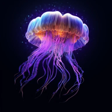 Clipart,A bioluminescent jellyfish illuminating the ocean depths, hyperrealistic, hyper high definition