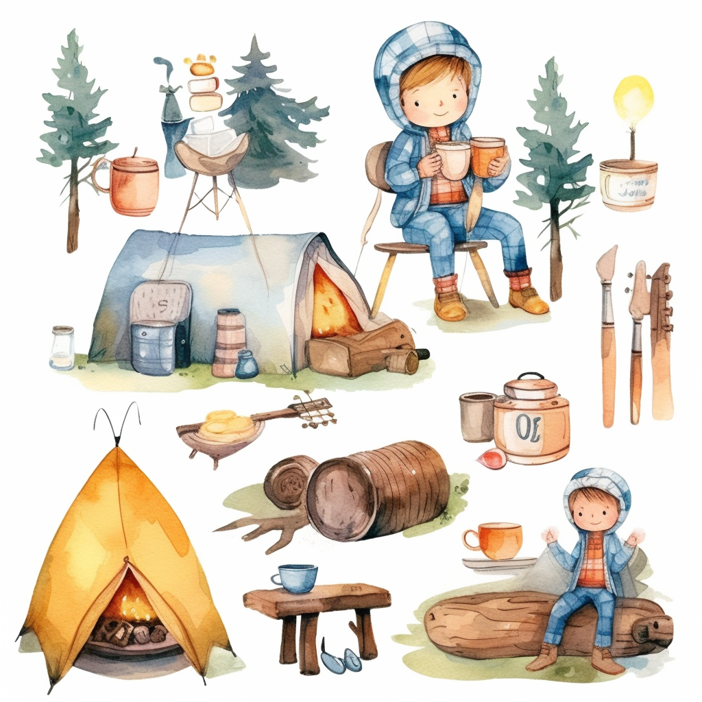 boys camping cliparts