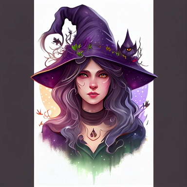 Witch with beautiful eyes, Female Wizard Fantasy, Witch Clipart, Fantasy Clipart, Watercolor Clipart, Wizard Clipart, extremely detailed, illustration clipart, white background,