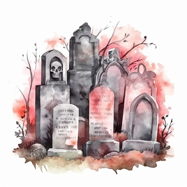 Halloween tombstones, pink and gray, watercolor, clipart, illustration, white background no watermarks