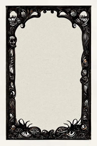 Vintage Halloween gothic style page border, decorative page frame, Vintage fall clipart victorian gothic illustration, photo realistic gothic illustration, art in the style of mc scher winifred luten paul poire and albrecht durer, black ink sketch, black and white, vector, vector illustration