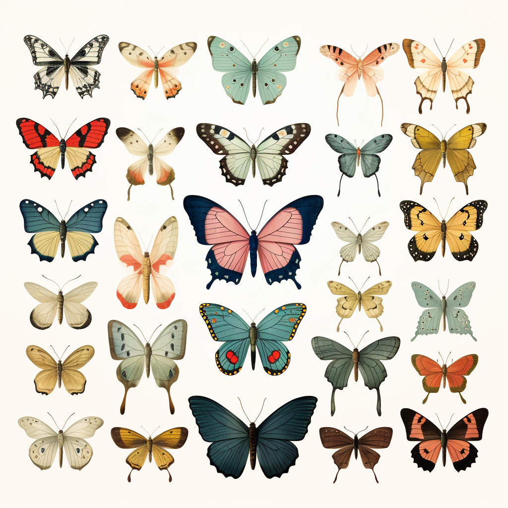 vintage ephemera clipart of butterflies suitable for printing in a junk ...