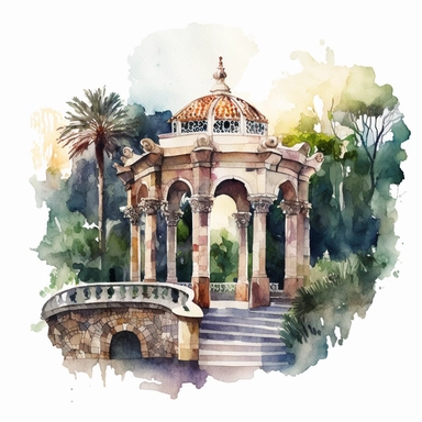 watercolor clipart barcelona park guell