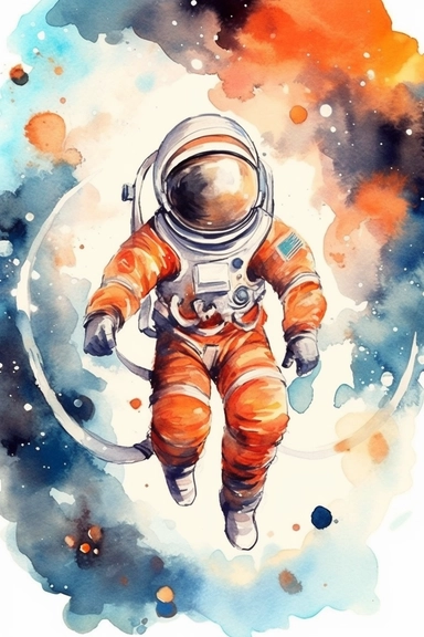 graphic clipart astronaut digital painting planets rocket moon watercolor