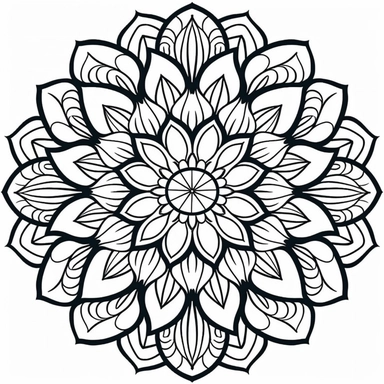 geometric mandala fewer details without all shadings, the pattern must not protrude from the image, clipart, black and white, thin but strong continuous lines, must not fill with black any areas of the pattern coloring pages,only contours, only outlines, hard edges