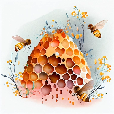 soft watercolor clip art of a bee hive