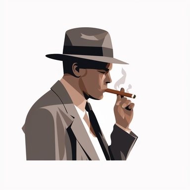 cigar smoking, Clipart and minimalism style, without shadows,Transparent and white background