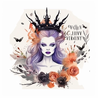 Watercolor Halloween Queen, clipart, isolated on white background