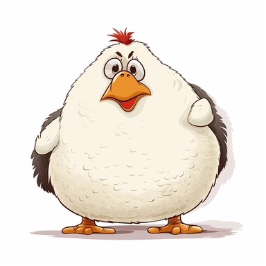 a fat Chicken, funny, very funny, clipart with crisp lines and white background