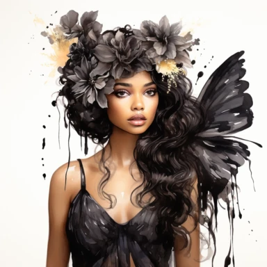 Watercolor Floral Black Fairy Girl Clipart Bundle,Commercial Use,floral black fairy beautiful wings, , girl clipart, watercolor fairy,black girl magic HD, detailed pasel colored hues, cartoon realism