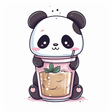 Bubble Tea PNG, Boba Tea, Kawaii Drink, Food Clipart, Kawaii Food Art, Print On Demand white background with tessy head as cap or elephant or cat panda