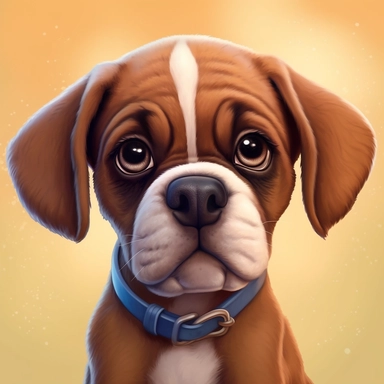 Boxer puppy, Closeup Portrait, Clipart, Digital art, kawaii, disney style, Pixar, hyperdetailed, 1080p, Ultra-HD no background