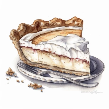 Indiana sugar cream pie sharp illustration clipart, watercolor art, insane detail, white background