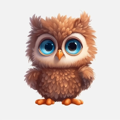baby owl cute clipart, owl art, owl clipart, owl images, cute owl, cute animal clipart, fantasy clipart, isolated on white background, no text, hdr, 8k