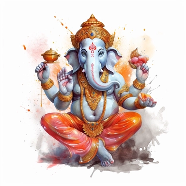realistic watercolor ganesh clipart illustration