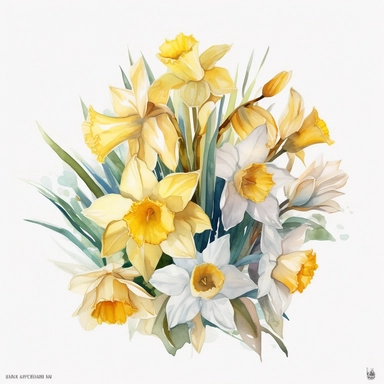 water color, daffodil, floral arrangements, wedding invites, clipart, white background