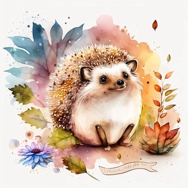 create Watercolor Autumn Hedgehog Clipart - Digital Download File for Wall Decor, Animal Lovers, Nursery, Woodland Animals Watercolor,
