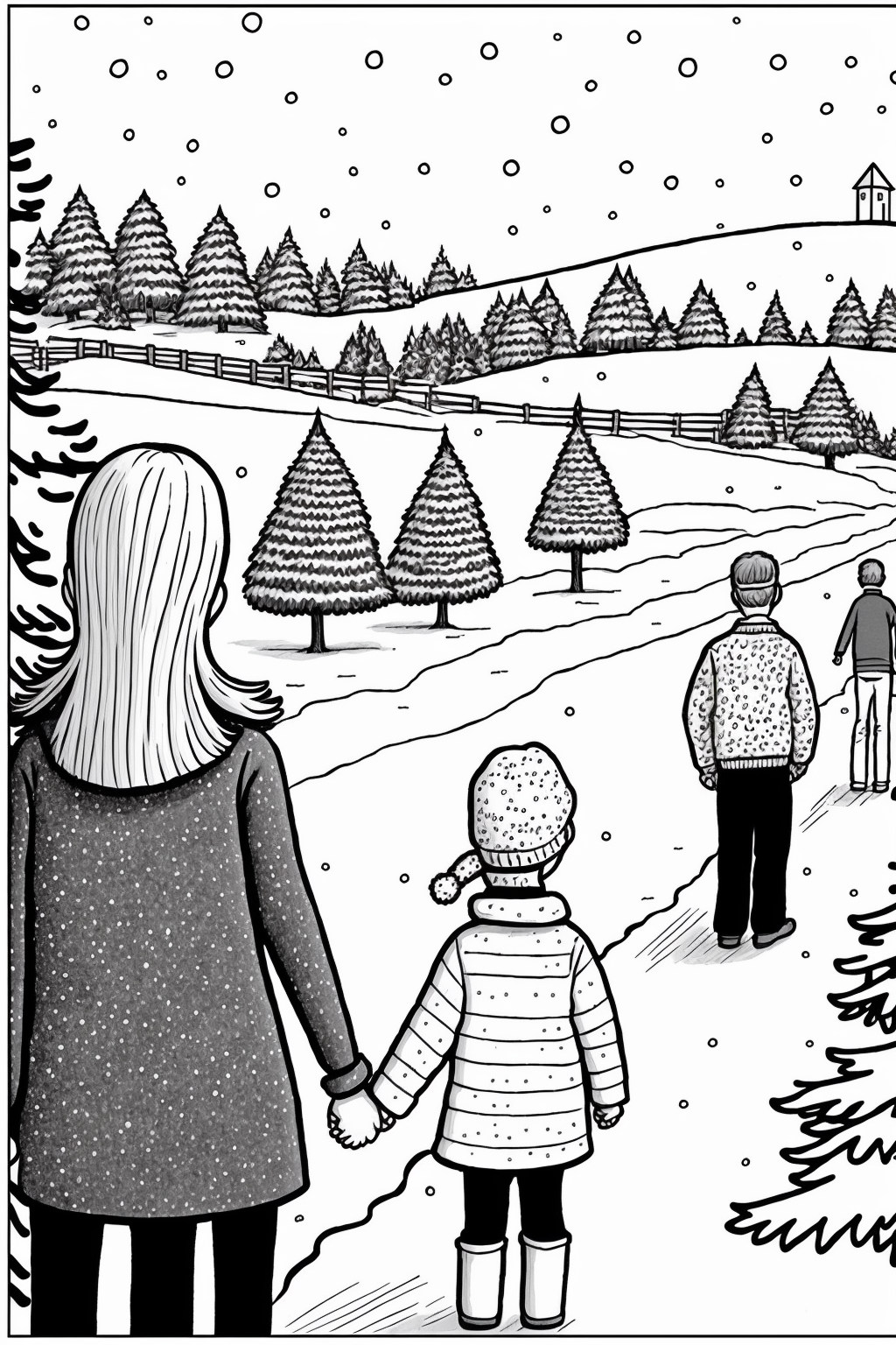 christmas tree clip art black and white