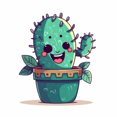 Mexican cactus, clipart design, super cute, isolated white background, high quality, 2d, vector, flat