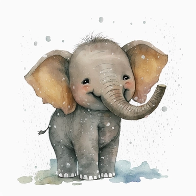 watercolor happy baby elephant clipart