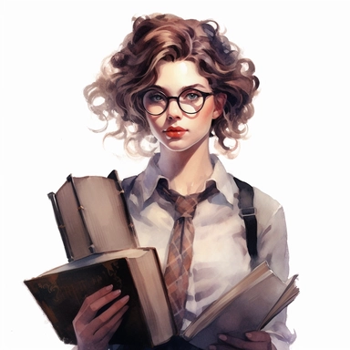 watercolor clipart, dark academia aesthetic, beautiful woman holding books, blouse, pinned up hair, bloomcore, spectacles, pretty, looking at viewer, highly detailed, womancore, depth of field, close-up,dark aesthetic, detailed character illustration, detailed, multilayered realism, UHD, 8K, 3D, solid white background