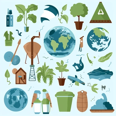a clipart with a lots of images about the earth day including topic like ecology, recycling and water pollution