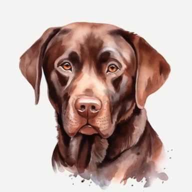 a chocolate Labrador Retriever dog, 3/4 head shot, high quality, 4K, watercolor, clipart, white background