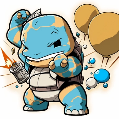 Blastoise, chibi style, birthday and friends, clipart style