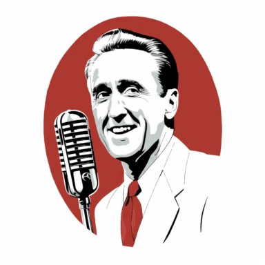 a vin Scully microphone, simple, single color, clip art