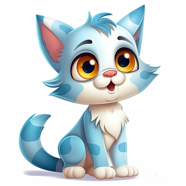 Clipart of a Cute Cartoon Cat