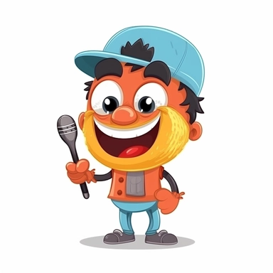 happy cute Street Entertainer face, cartoon, clipart, mascot, isolated on white background
