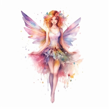 beautiful young girl fairy, watercolor, clipart, full body standing