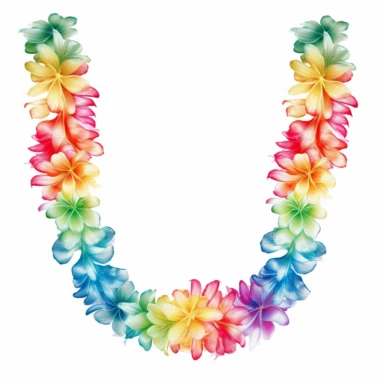 Lei: Traditional Hawaiian garlands, da vinci style, clipart, watercolor style, Light Colors Palette,on white background, ar 3:2 s 1000