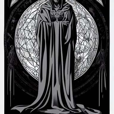 medieval character concept, black cloaked mercenary, representing death, feminine form, png, png cut out, dark blacks, intricate detail, symmetrical design clipart,