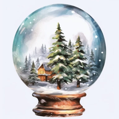 Christmas Christmas tree and Santa Globe, lateral view, clipart, transparent background, clear background, high resolution, watercolor, vector, 12k, 300 dpi, 12: 12 ratio