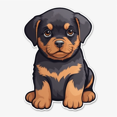 colour vector art of a Rottweiler puppy, vector art, clipart, plain white background, sticker