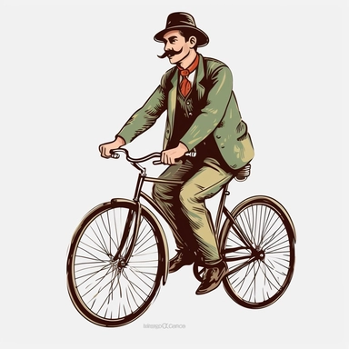 a man on a bicycle, clip art, white background