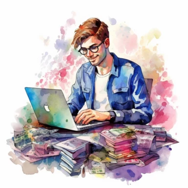 making money online watercolor clipart