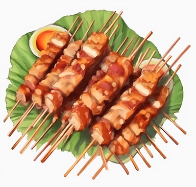satay on sticks, satay phoenix png clipart, in the style of digital painting, cartoon realism, multilayered realism, cranberrycore, oil painting, tintoretto, light green