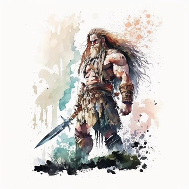 barbarian fantasy clipart watercolor white background no caption