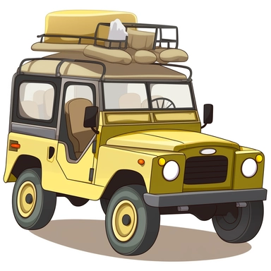 Cartoon Style Clipart illustration of Safari Jeep