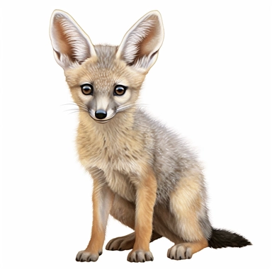 jackal safari baby animal photorealistic clipart,on white background