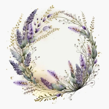 watercolor lavender, exotic wreath lavender clipart, birght colors, white background, no text, no outline