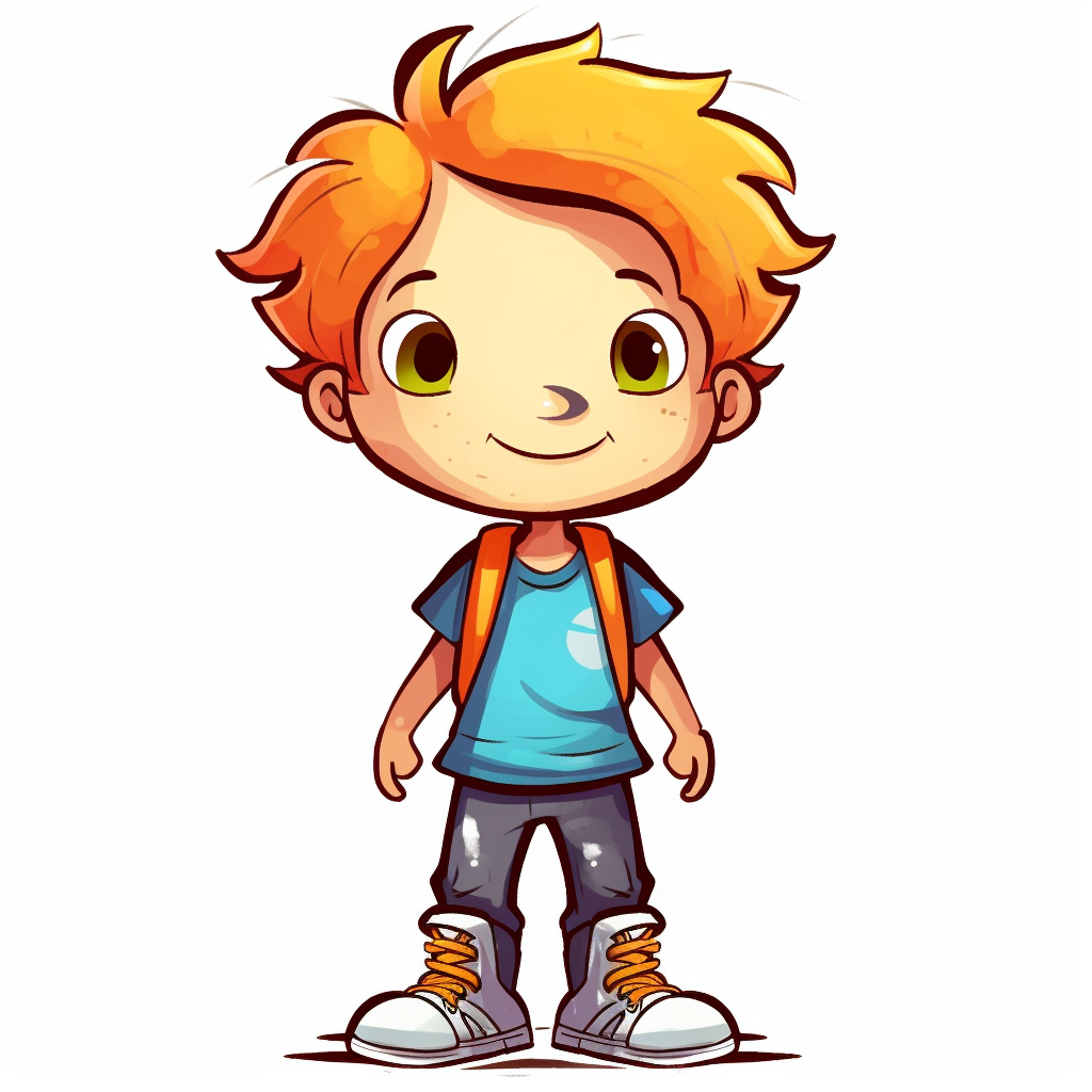 cute little boy, happy, smiling, cartoon eyes, brigth colors, vibrant ...