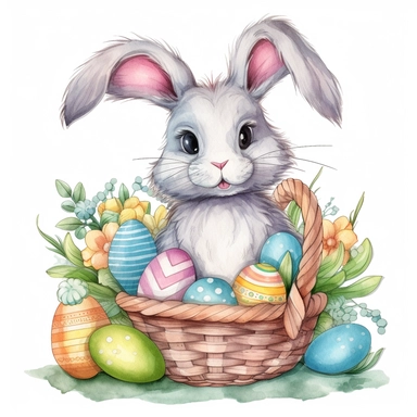 Easter Bunny, Bunny Clip Art, Kids Clipart, Farm Animal, Watercolor Sublimation design, white background for removing background no text font watermark shadow