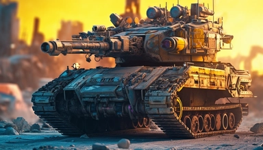 cyberpunk 2077 inspired post apocalyptic tank with machine guns, armored vehicle in post apocalyptic dessert clipart. Cinematic, Ultra-Wide Angle, Depth of Field, hyper-detailed, Unreal Engine, Cinematic, Photoshoot, Shot on 25mm lens, Depth of Field, DOF, Tilt Blur. Shutter Speed 1/1000, F/22, White Balance, 32k, Super-Resolution, Megapixel, Pro Photo RGB, VR, Lonely, Good, Massive, Half rear Lighting, Backlight Natural Lighting, Incandescent, Optical Fiber, Moody Lighting, Cinematic Lighting, 