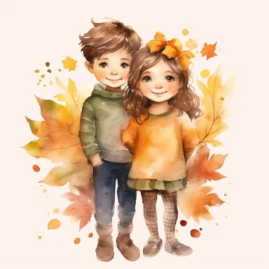 Aquarell, cute siblings, Clipart, taransparent background - Image #2 <@266128602100269060>