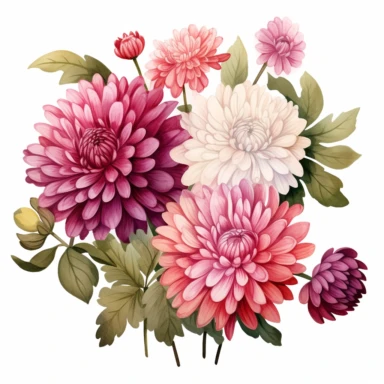 Watercolor Mum Clipart mum bouquets, white backround