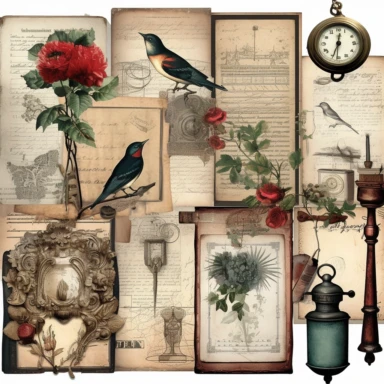vintage Victorian Junk Journal kit clipart