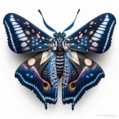 Best Colorful, a Moth Clipart, fantasy Moth Png, exotic moth, vibrant colours, white background, no text, front look, A mysterious mystical moth clipart in deep midnight blue and silver, its wings adorned with celestial symbols, creating a striking contrast against a white background.